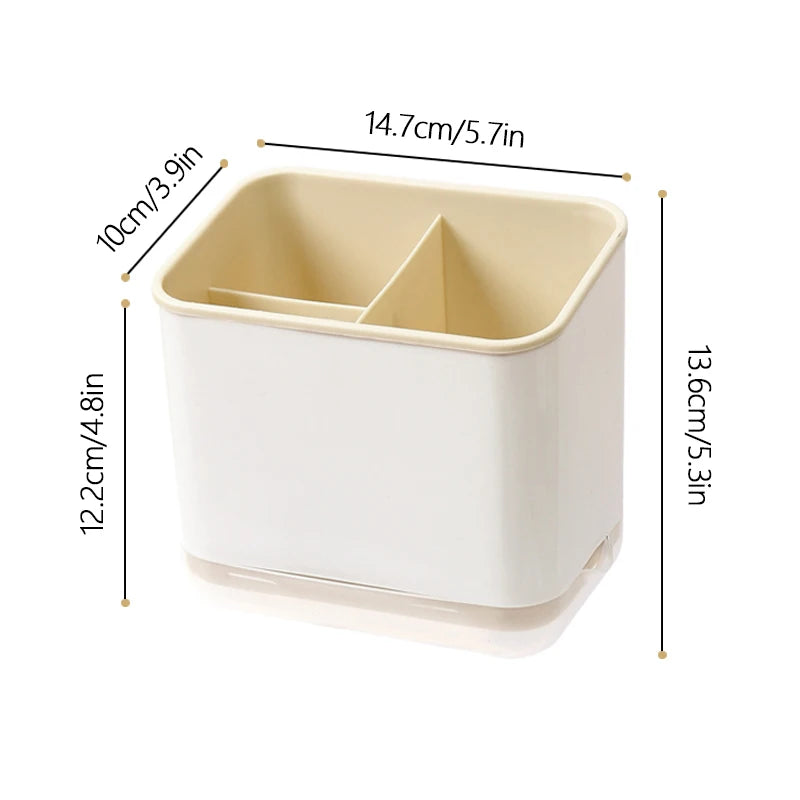 Narrow Bathroom Counter Organizer | 3-Compartment Caddy for Toothbrushes, Razors, Trimmers & Tubes | Fits Any Counter Size