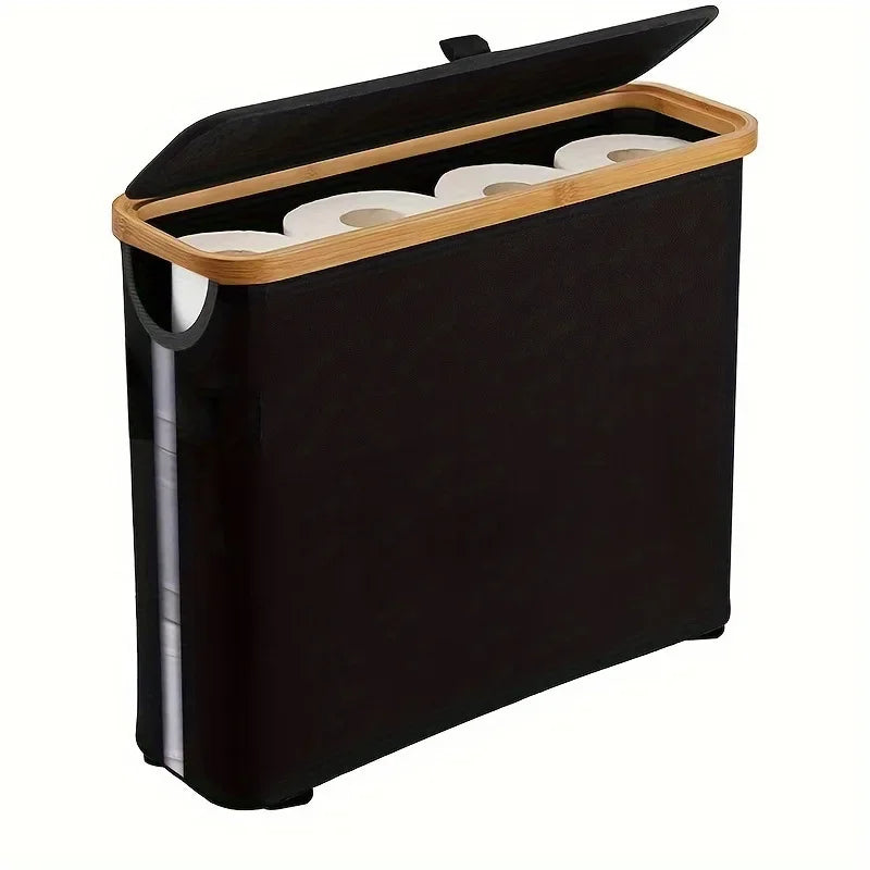 28L Bamboo Lid Toilet Paper Storage Basket – Large Bathroom Organizer product