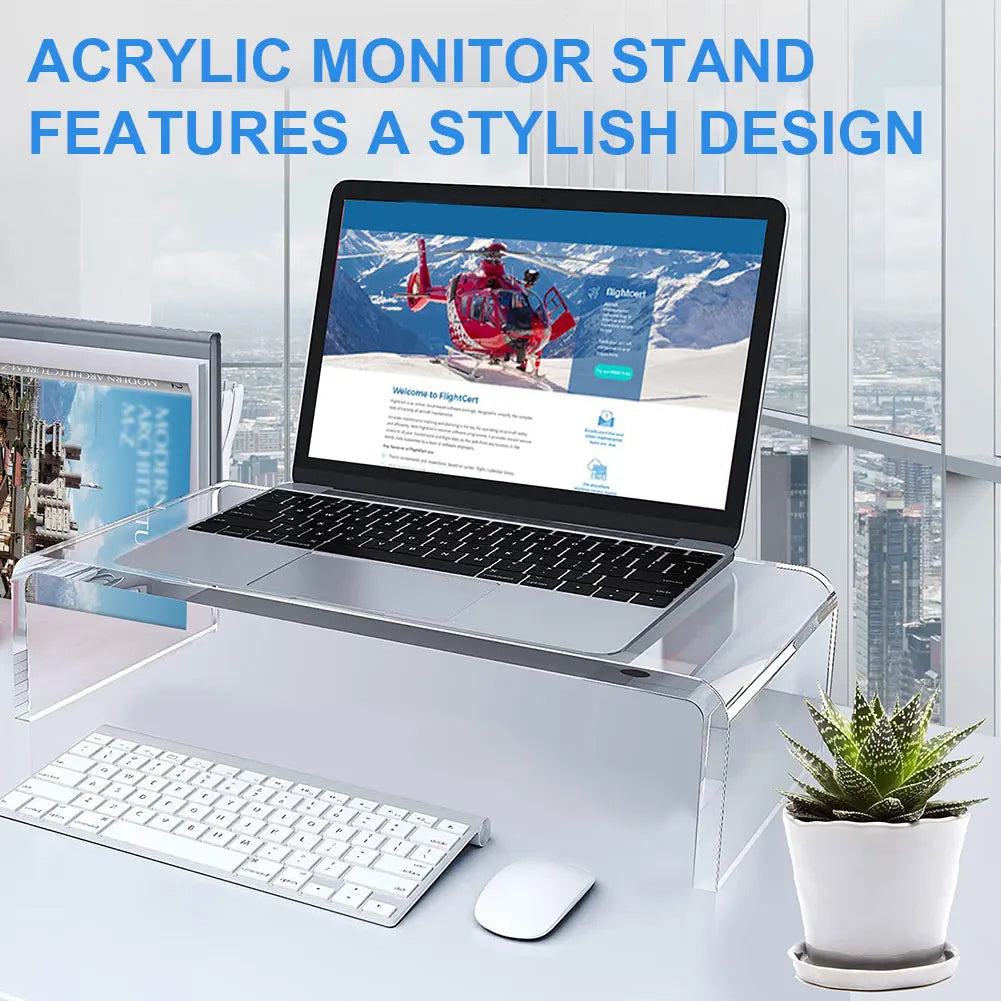 View of Acrylic Monitor Stand Riser – Clear Laptop & Computer Desk