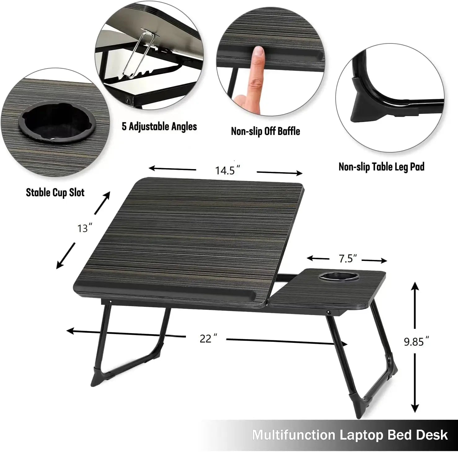 Adjustable Foldable Laptop Desk for Bed & Couch with Cup Holder product