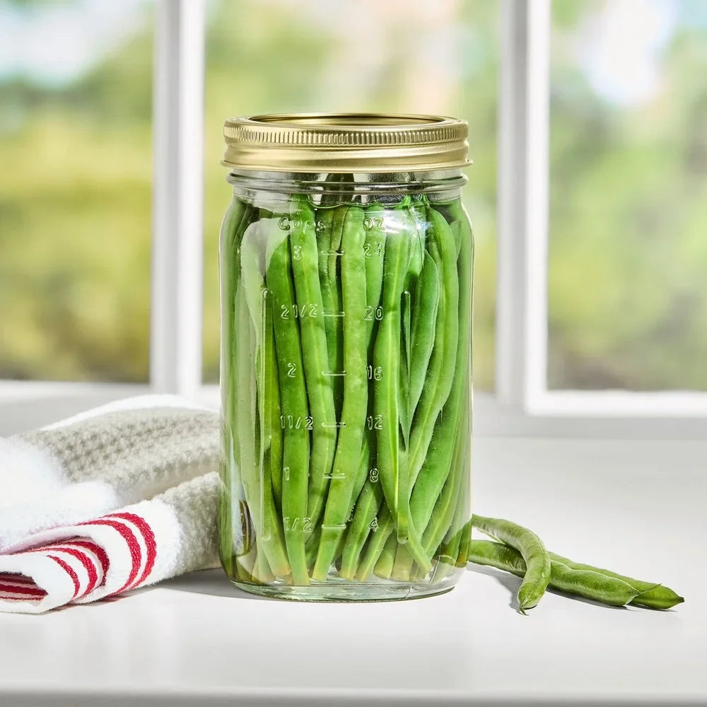 32oz Wide Mouth Glass Canning Jars – Airtight Mason Jars Set of
