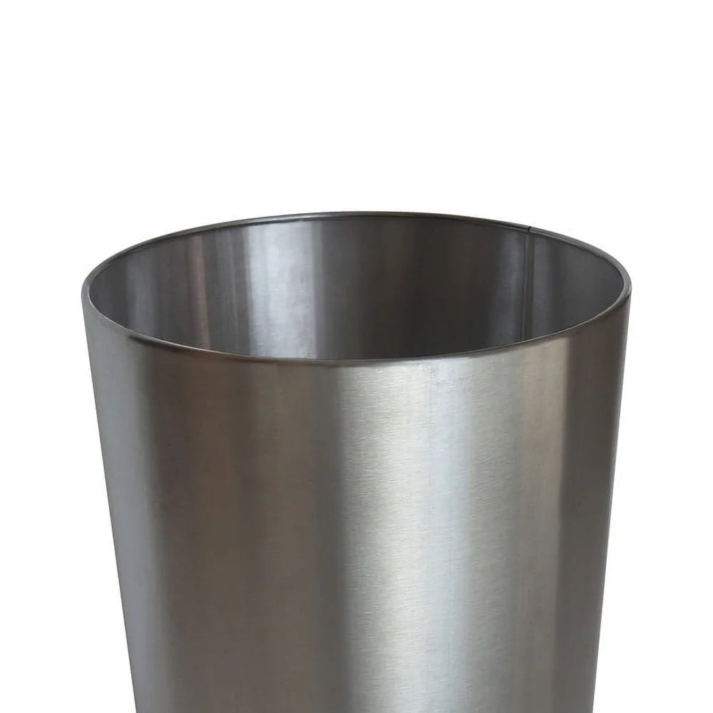 2.2 Gallon Brushed Nickel Metal Wastebasket – Modern Open Top Trash Can