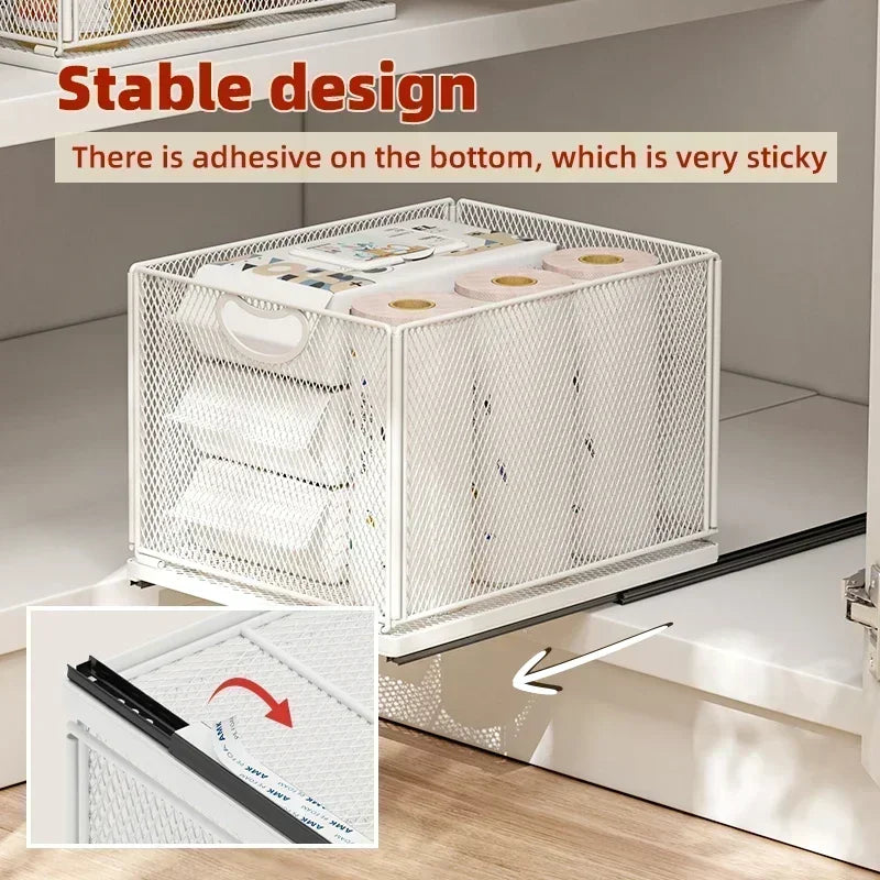 Pull-Out Cabinet Storage Basket – Sliding Kitchen Pantry Organizer