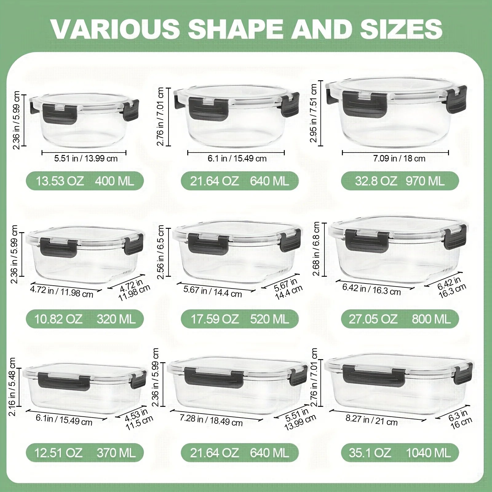 View of 12-Piece Glass Food Storage Containers with Lids – Airtight Meal