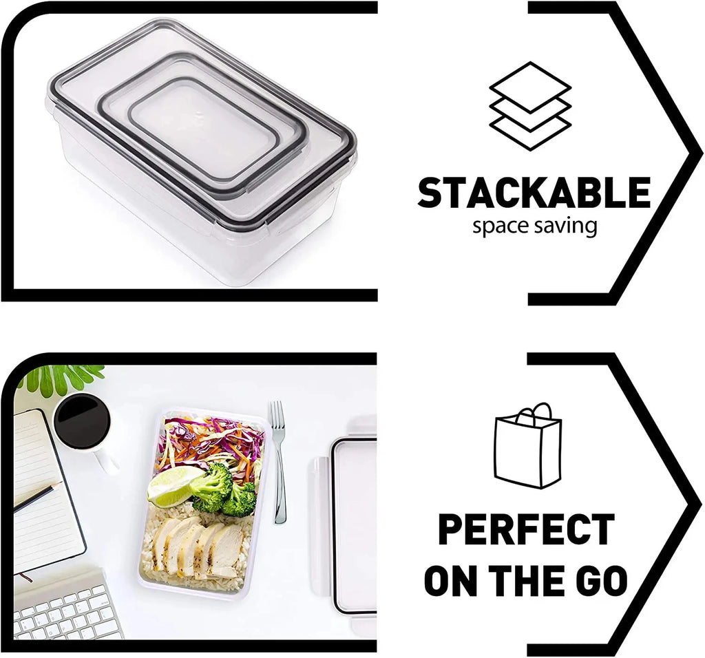 4-Piece Airtight Food Storage Container Set – Snap Lid Plastic Containers for Pantry & Kitchen | Leakproof | 4 Containers + 4 Lids