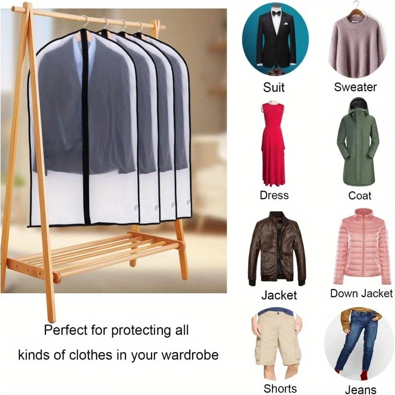 View of Clear Garment Bags for Clothes Storage – 5 Pack Dustproof