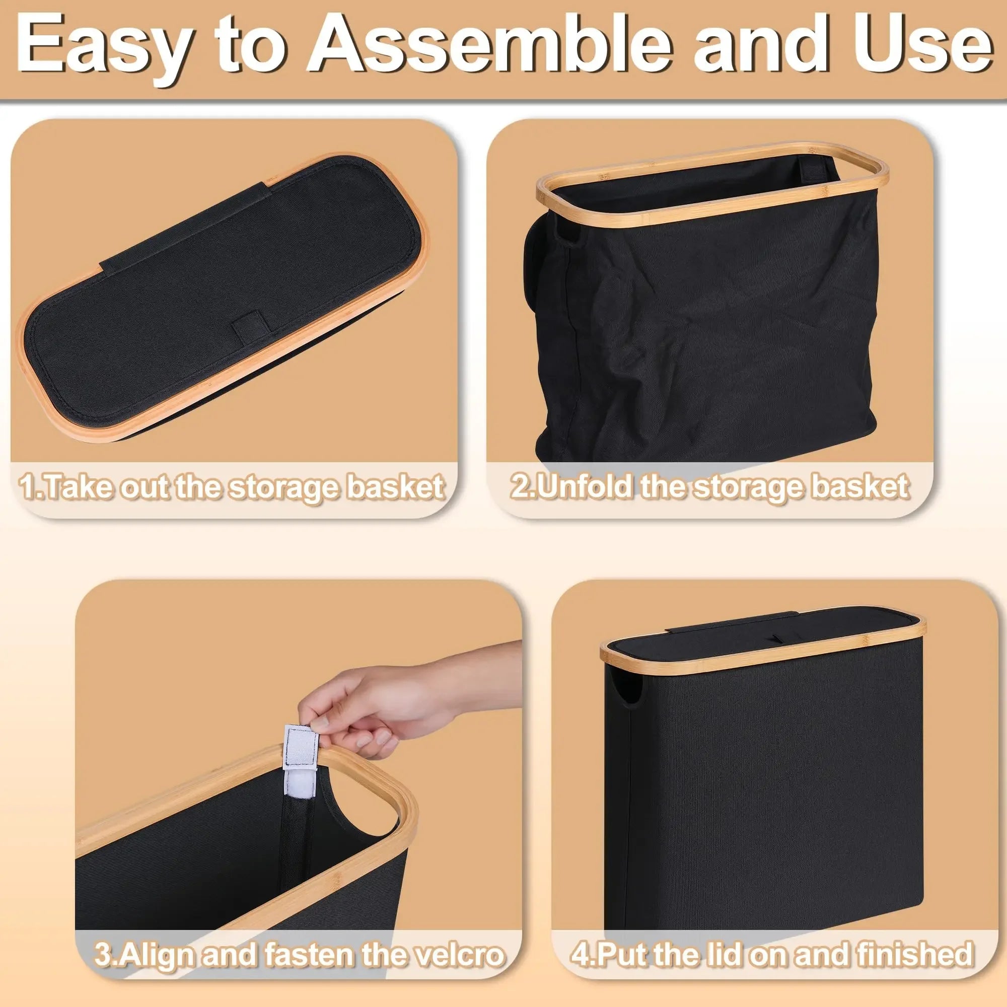 28L Bamboo Lid Toilet Paper Storage Basket – Large Bathroom Organizer