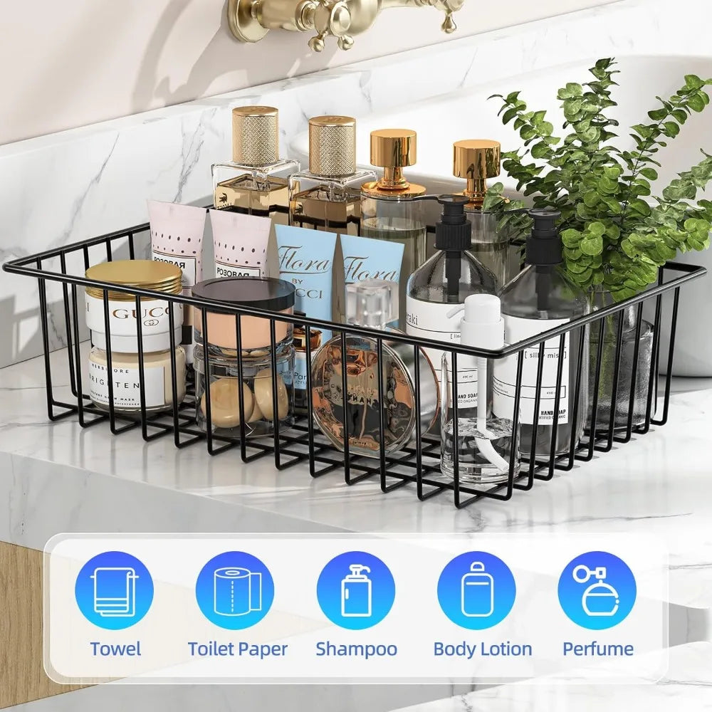 12-Pack Wire Storage Baskets – Extra Large Pantry & Cabinet Organization Bins