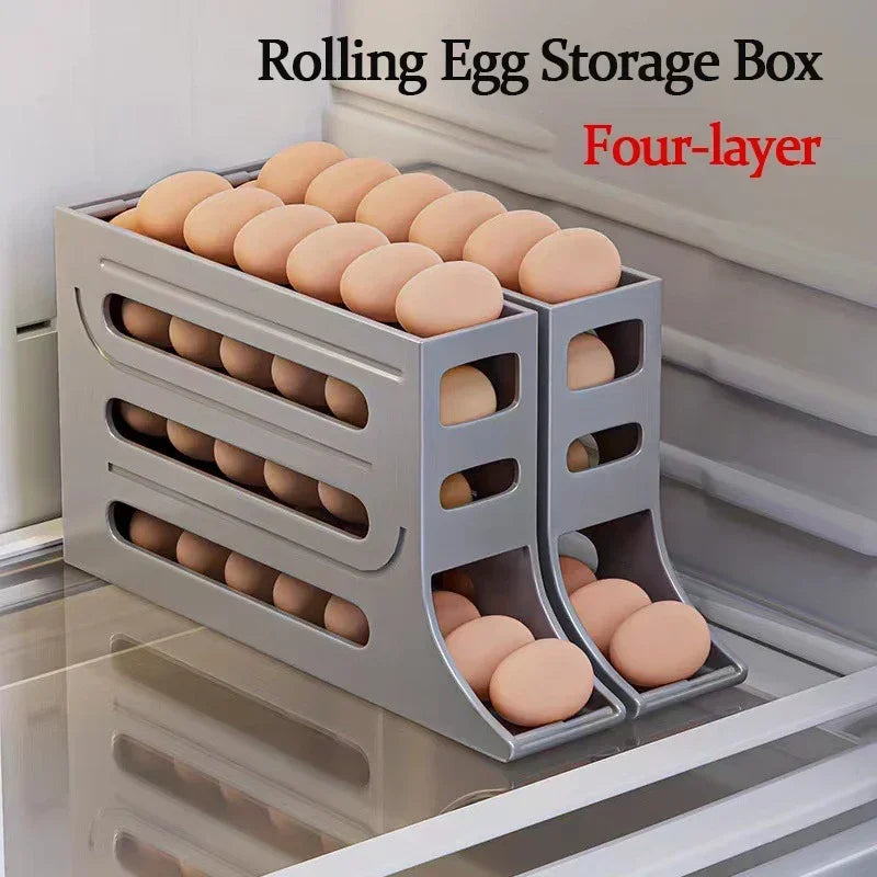 4-Layer Automatic Rolling Egg Storage Rack – Refrigerator Egg Organizer Holder product