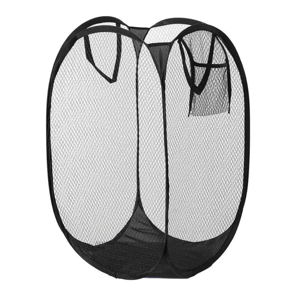 Folding Mesh Laundry Basket – Collapsible Dirty Clothes Hamper