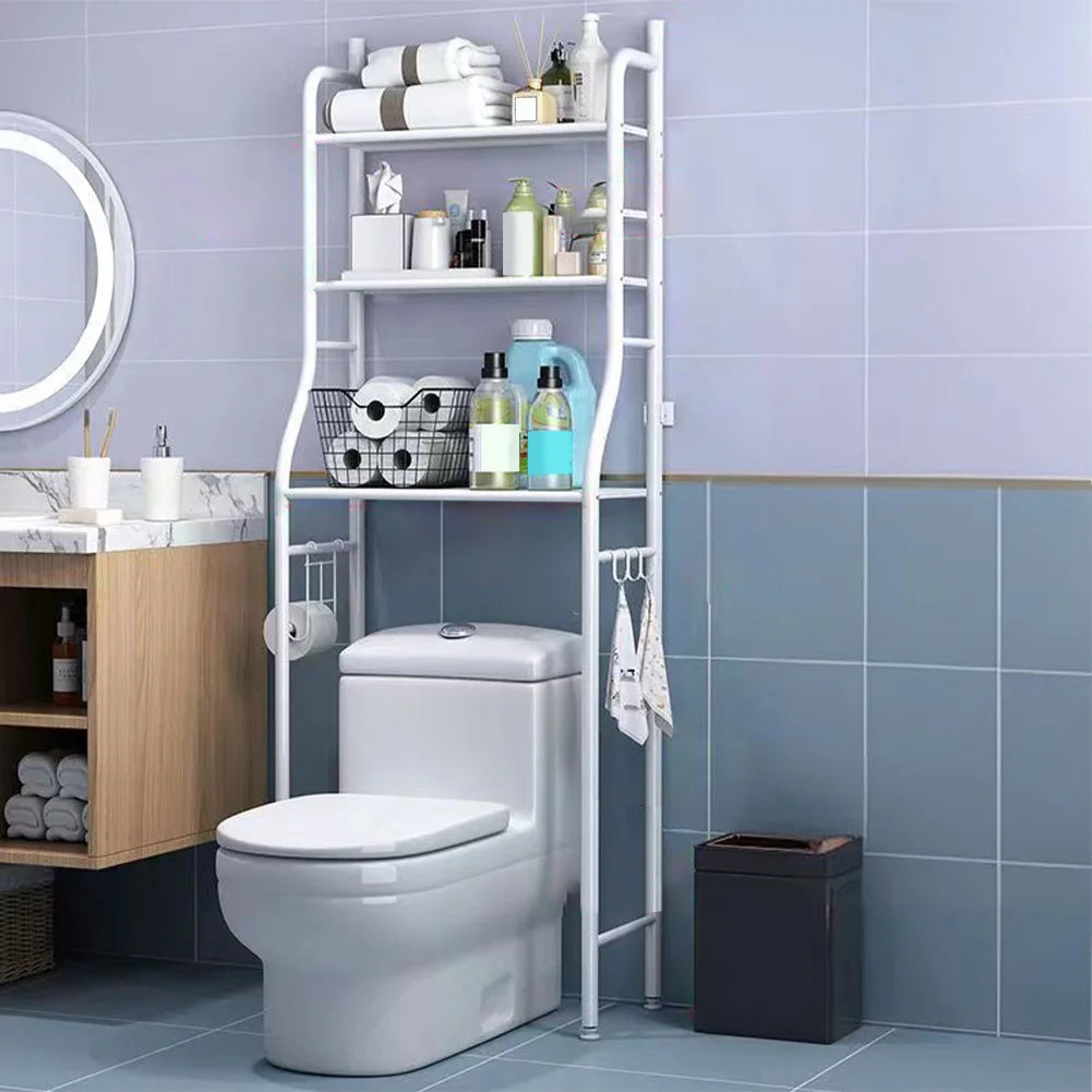 Over-The-Toilet Storage Rack – 3-Tier Metal Bathroom Organizer with Towel Hooks