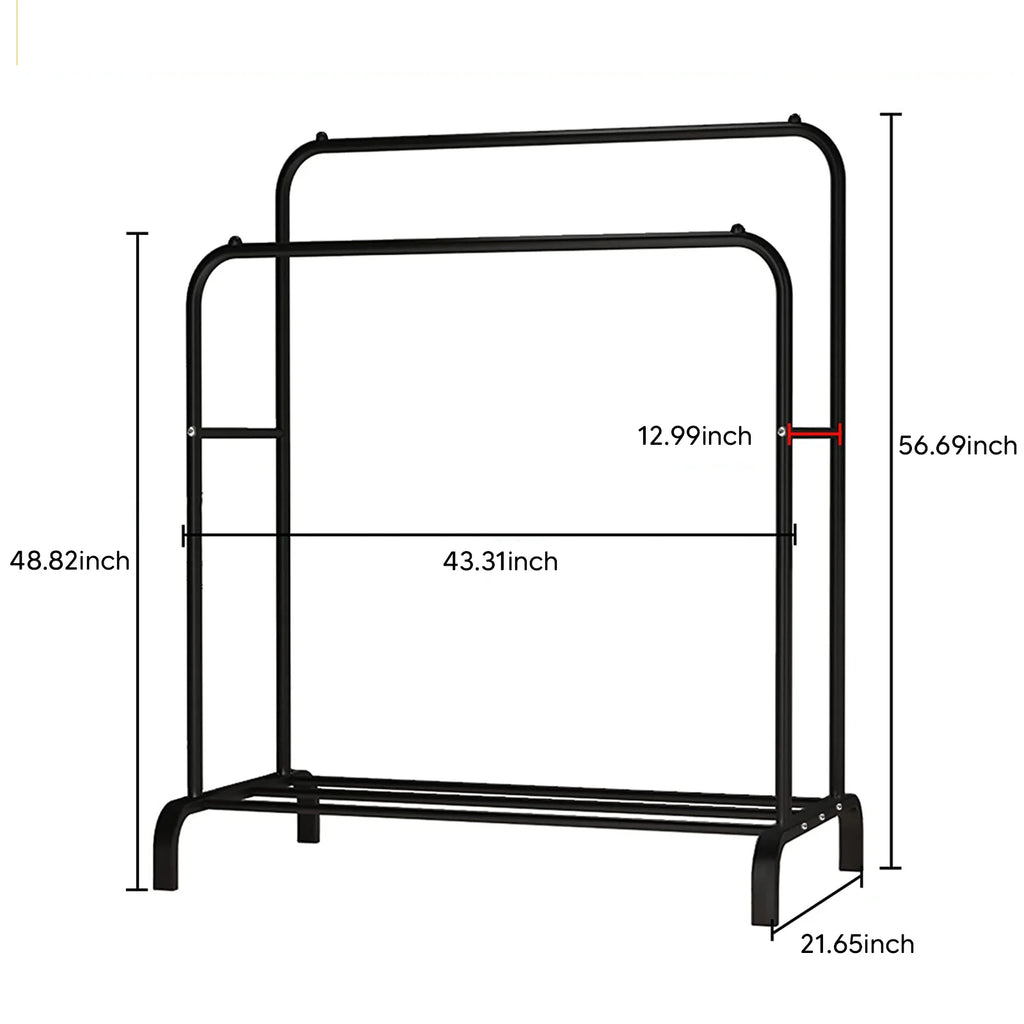 Double Rod Clothes Rack with Shelves – Metal Garment Rack Organizer product