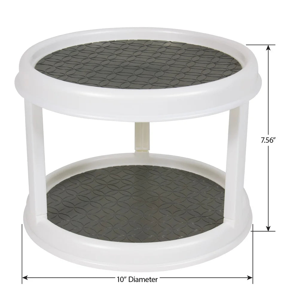 2-Tier Rotating Turntable Organizer – Non-Slip 360° Lazy Susan for Kitchen, Pantry