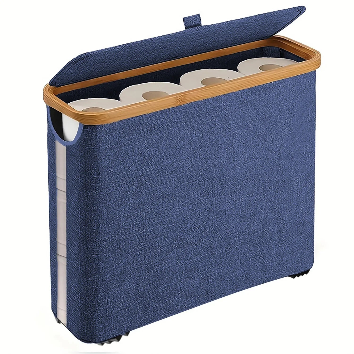 28L Bamboo Lid Toilet Paper Storage Basket – Large Bathroom Organizer