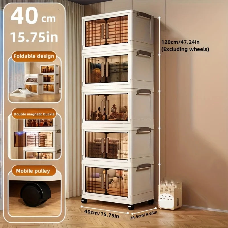 4/5 Tier Folding Storage Cabinet with Lid – Stackable Plastic Organizer product