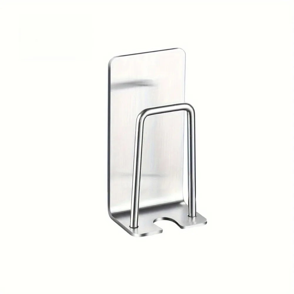 1/2/3 Piece  | No-Drill Adhesive Wall Mounted Towel / Sponge / Utensil Holder – Stainless Steel Kitchen & Bathroom Organizer | Silver