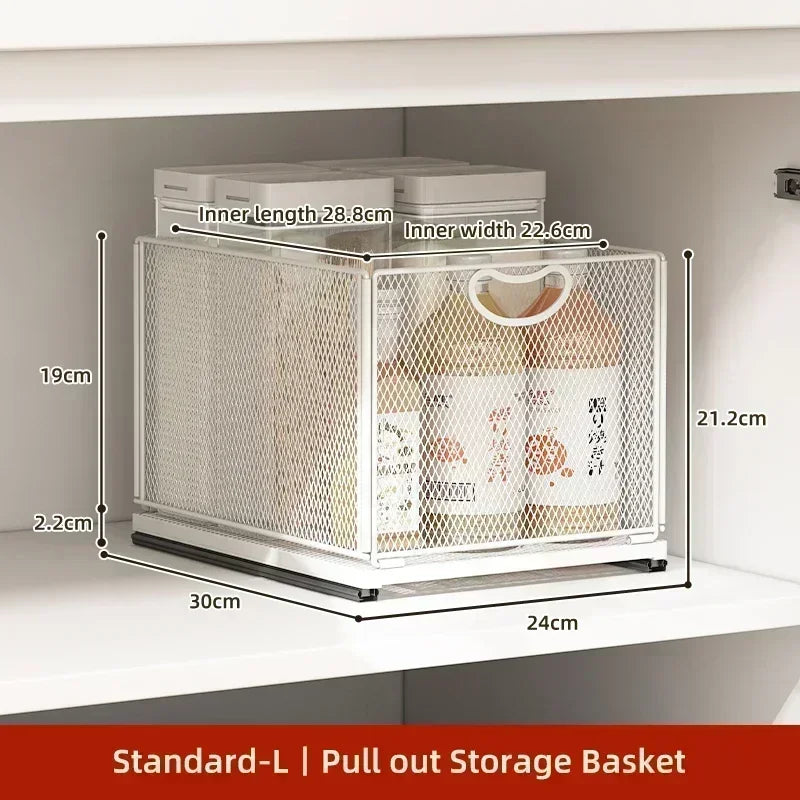 Pull-Out Cabinet Storage Basket – Sliding Kitchen Pantry Organizer product