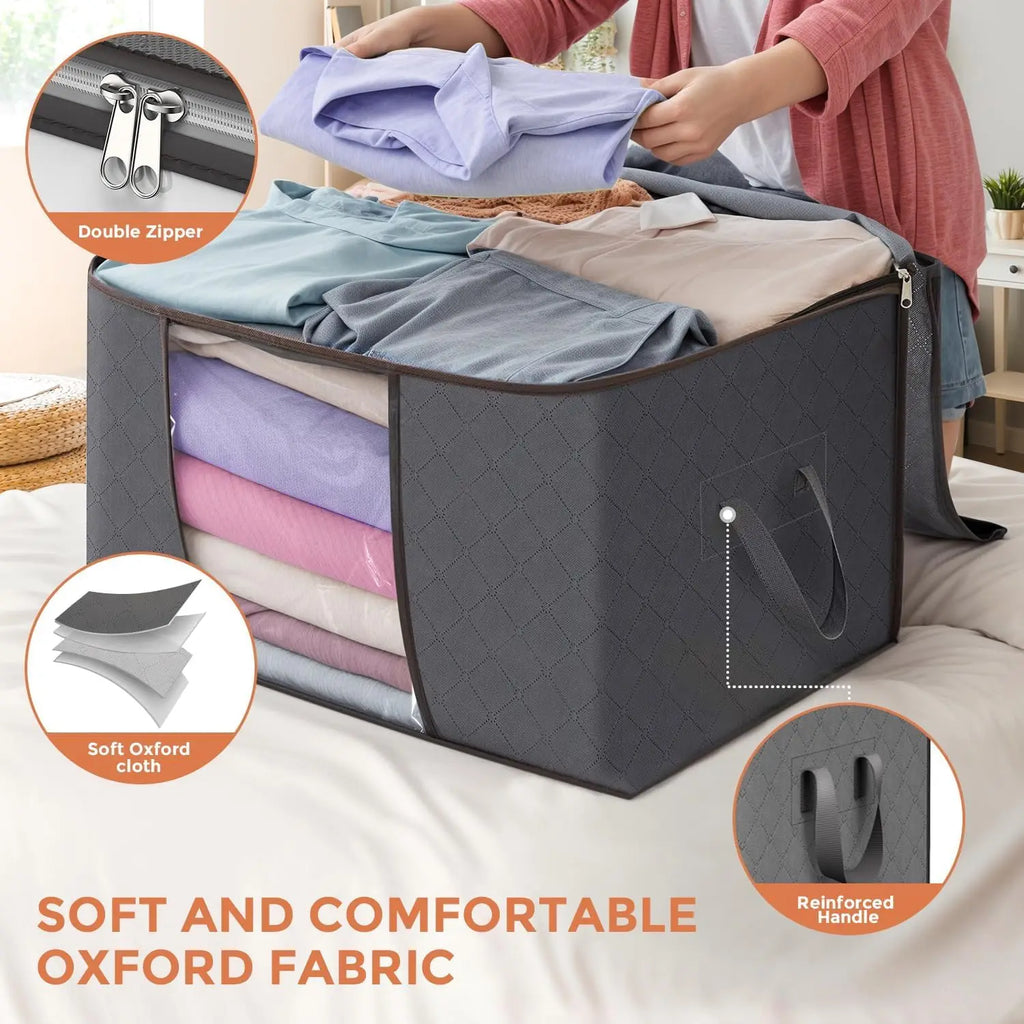 6 pack set- Large Storage Bags – 6 Pack Foldable Closet Organizers