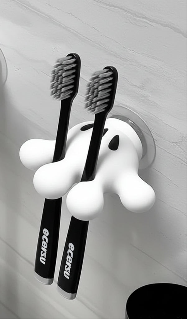 Adhesive Cute Wall Mounted Toothbrush Holder – Suction Cup Bathroom Organizer