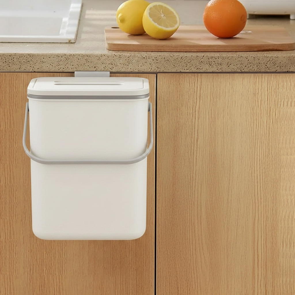 Small Hanging Kitchen Trash Can with Lid – Under Sink Cabinet Garbage