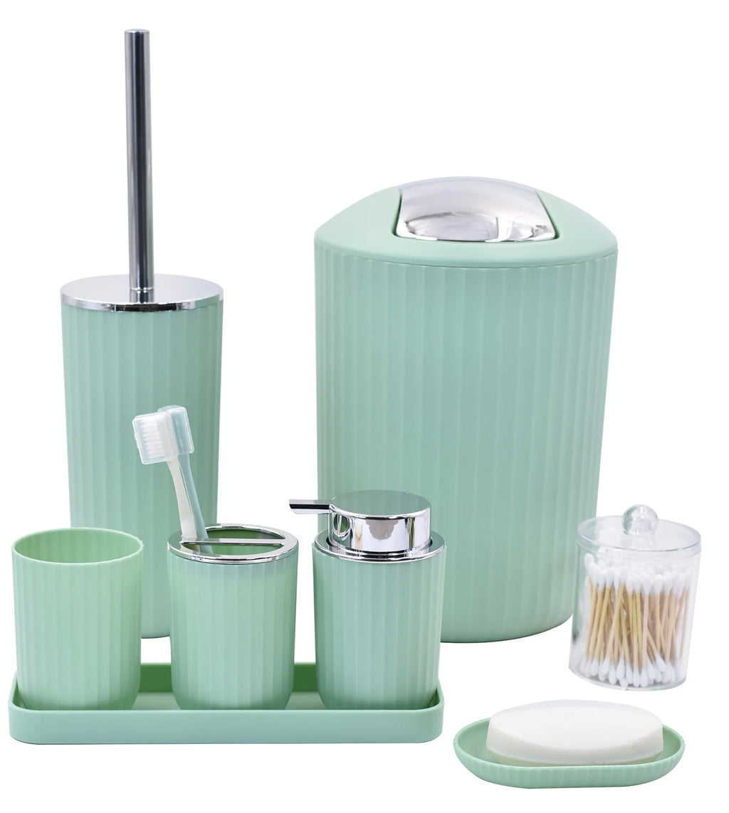 Plastic Bathroom Items Set – 8 Piece Bathroom Accessory Set with Toothbrush
