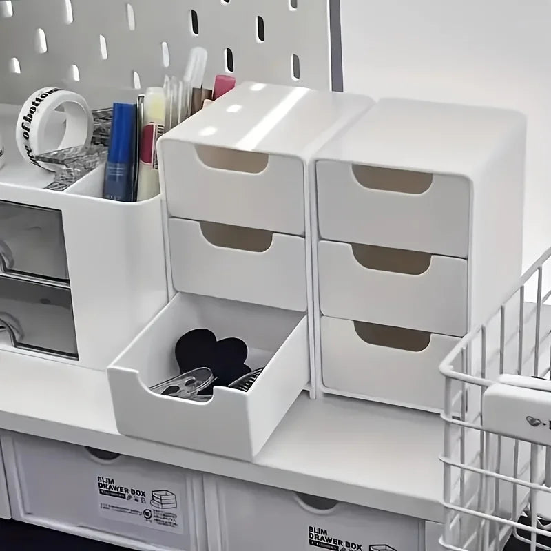 3-Tier Desk Organizer with Drawers – Cosmetic & Office Storage