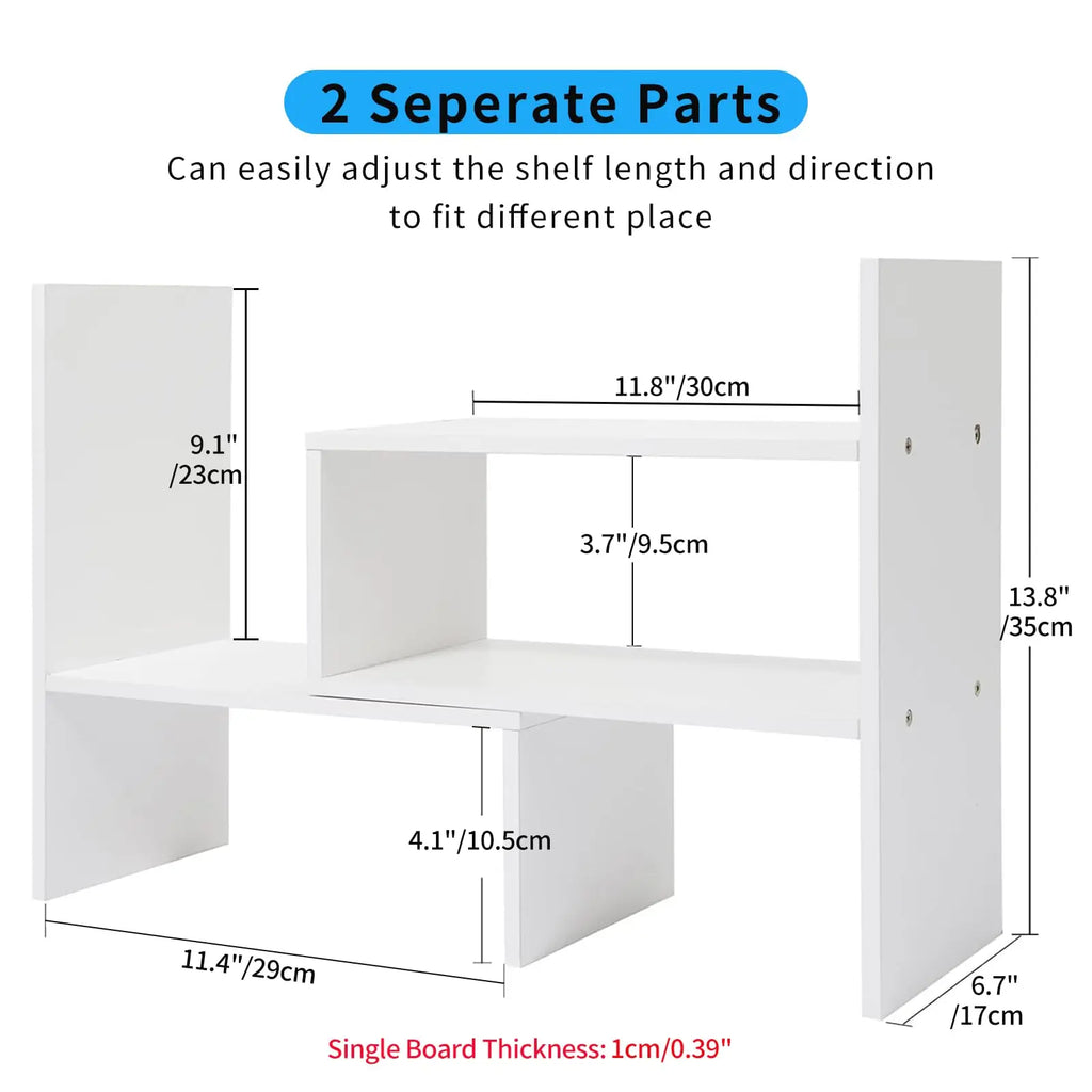 Adjustable Wooden Desktop Shelf Organizer – Office Desk Storage Rack