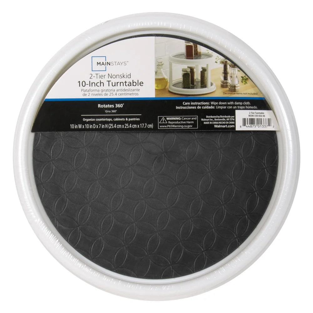 View of 2-Tier Rotating Turntable Organizer – Non-Slip 360° Lazy Susan for