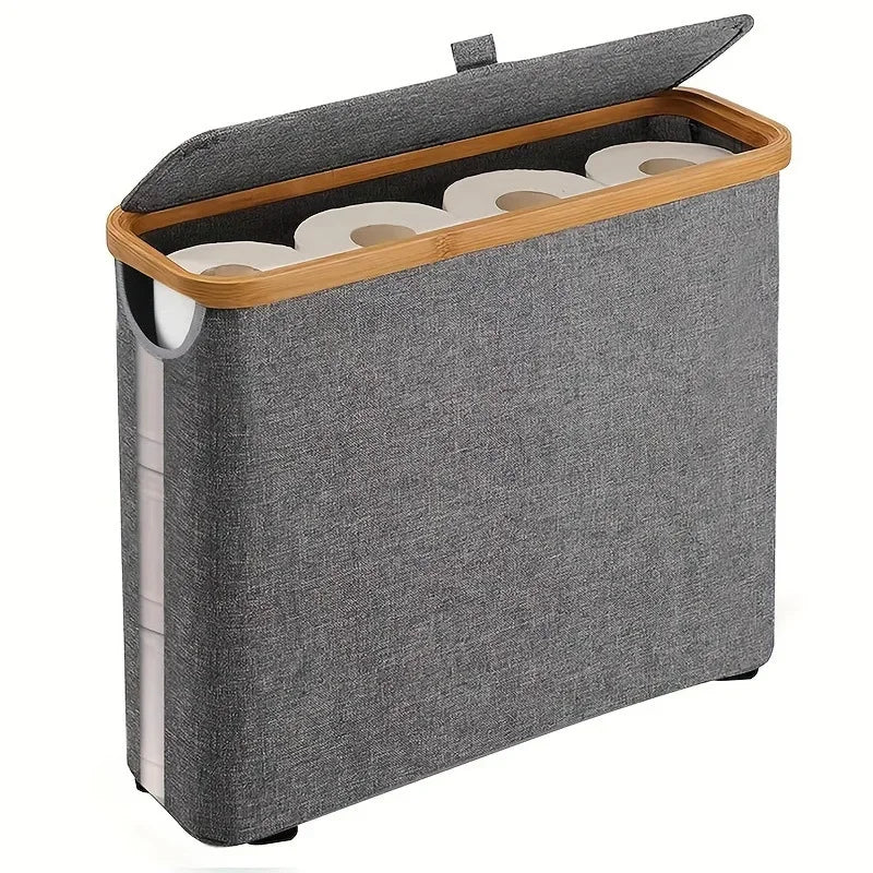 28L Bamboo Lid Toilet Paper Storage Basket – Large Bathroom Organizer product