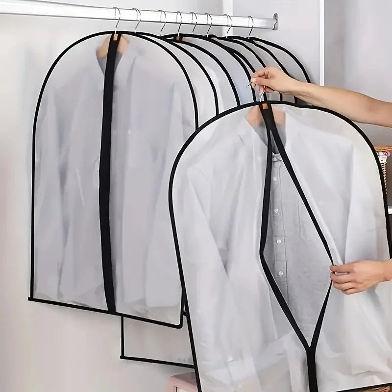 Clear Garment Bags for Clothes Storage – 5 Pack Dustproof Suit Covers