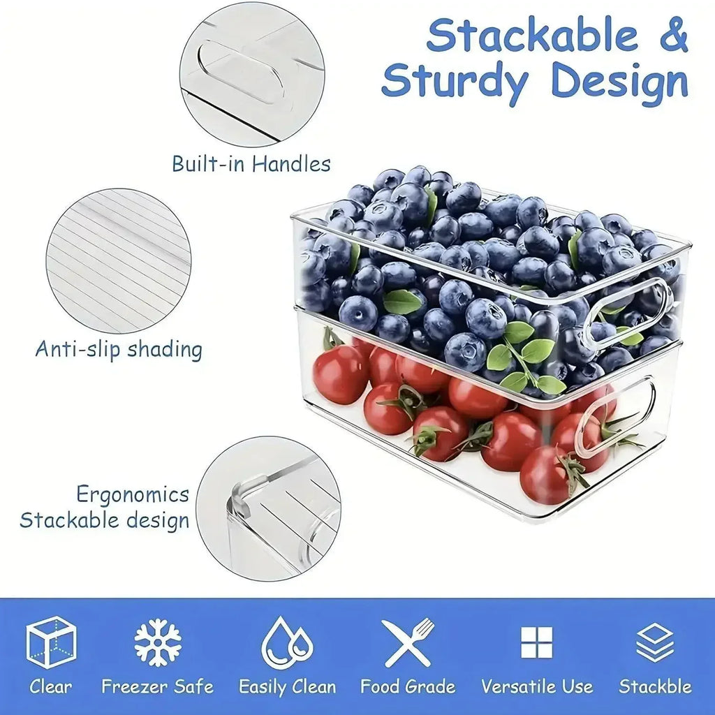 View of 6-Pack Refrigerator/Pantry Organizer Bins – Stackable Clear Pantry & Fridge