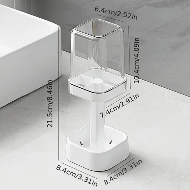 2-in-1 Family Toothbrush Holder with Cover – Bathroom Countertop Organizer product image