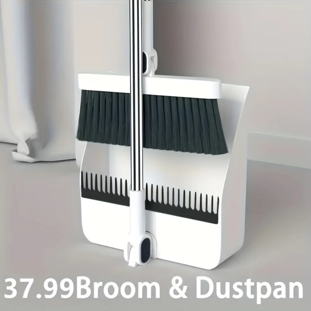 View of 2-Piece Broom and Dustpan Set – Long Handle Household Sweeping
