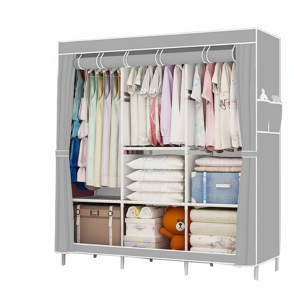 Portable Wardrobe Closet – Large Capacity Clothes Storage Organizer with Shelves