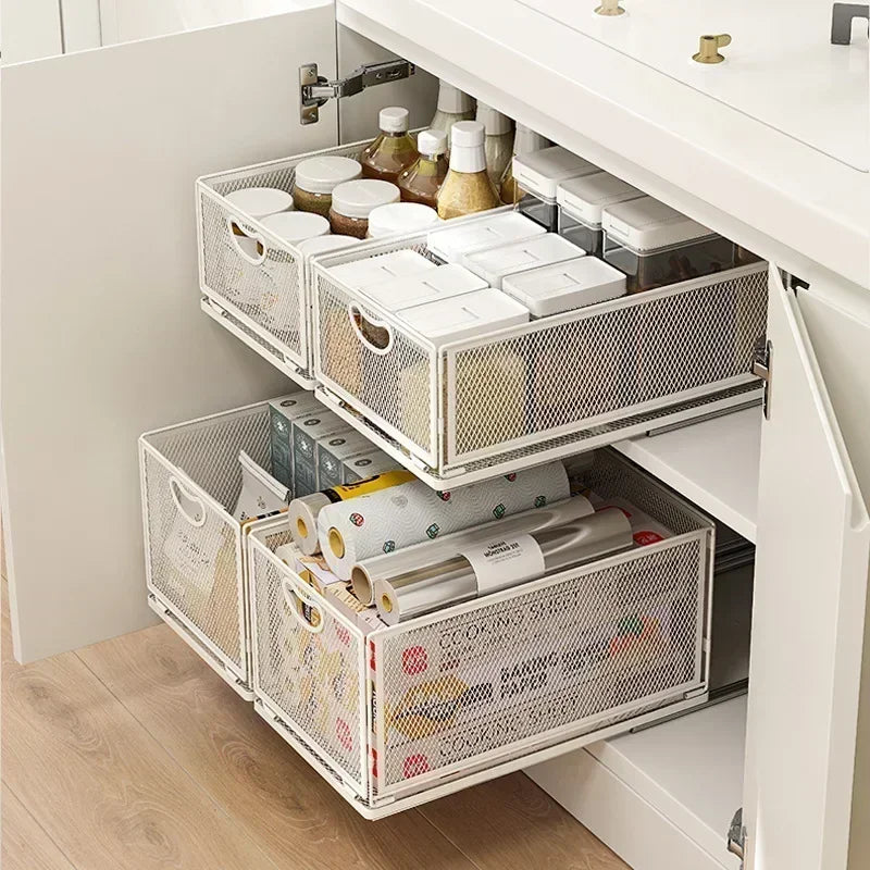 Pull-Out Cabinet Storage Basket – Sliding Kitchen Pantry Organizer product image