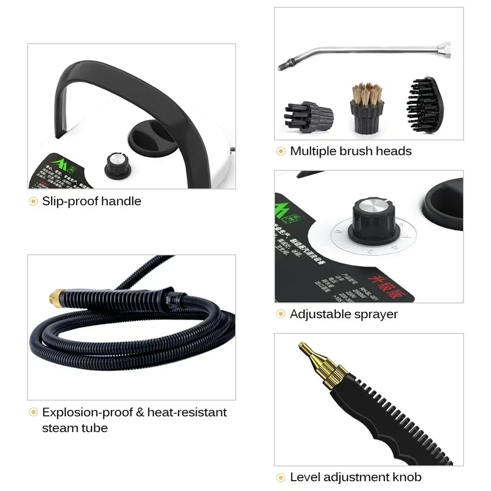 View of 2500W High-Pressure Portable Steam Cleaner – Multi-Purpose Home Cleaning Machine