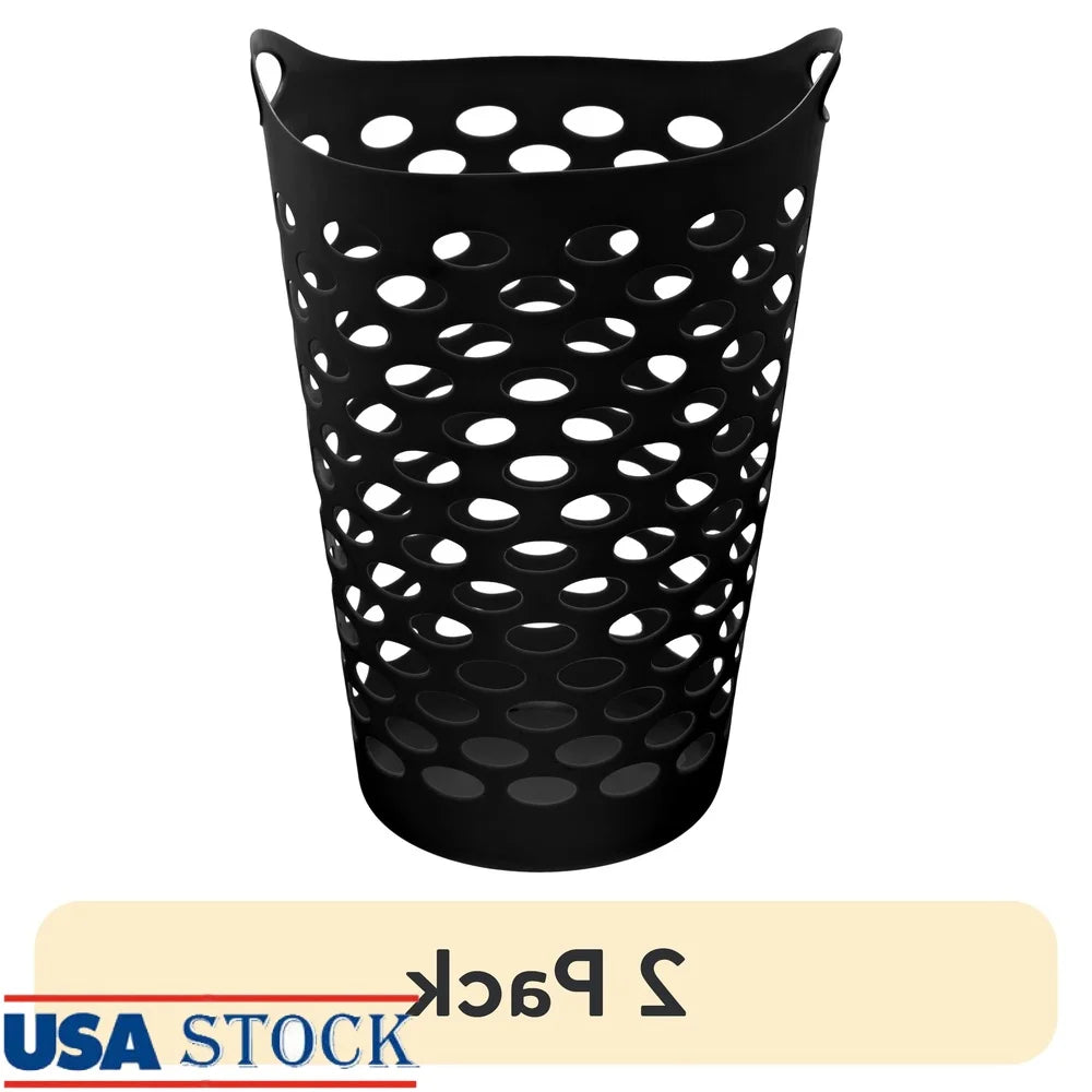 2 Pack Flexible Laundry Hamper – Large Breathable Plastic Laundry Basket for
