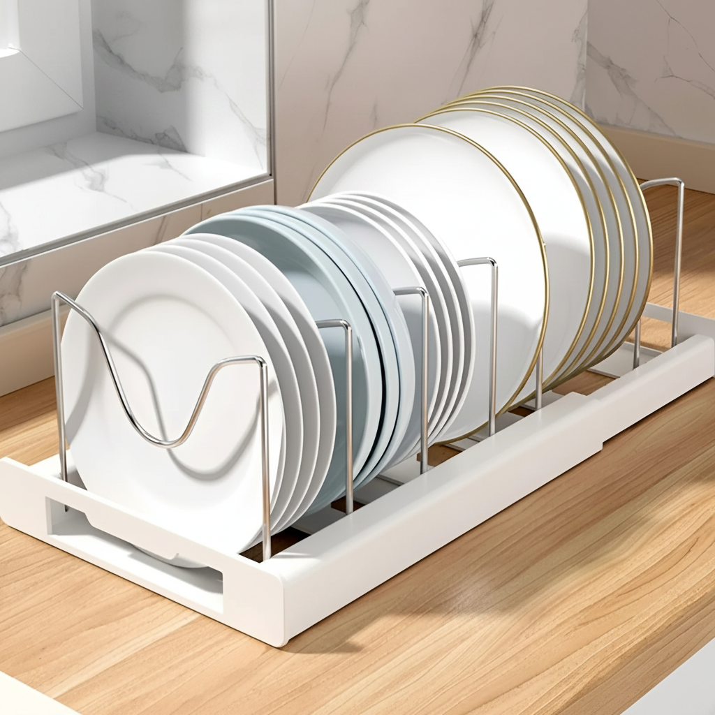 View of Expandable Pot,Pan & kitchen Organizer Rack – Adjustable Kitchen Cabinet