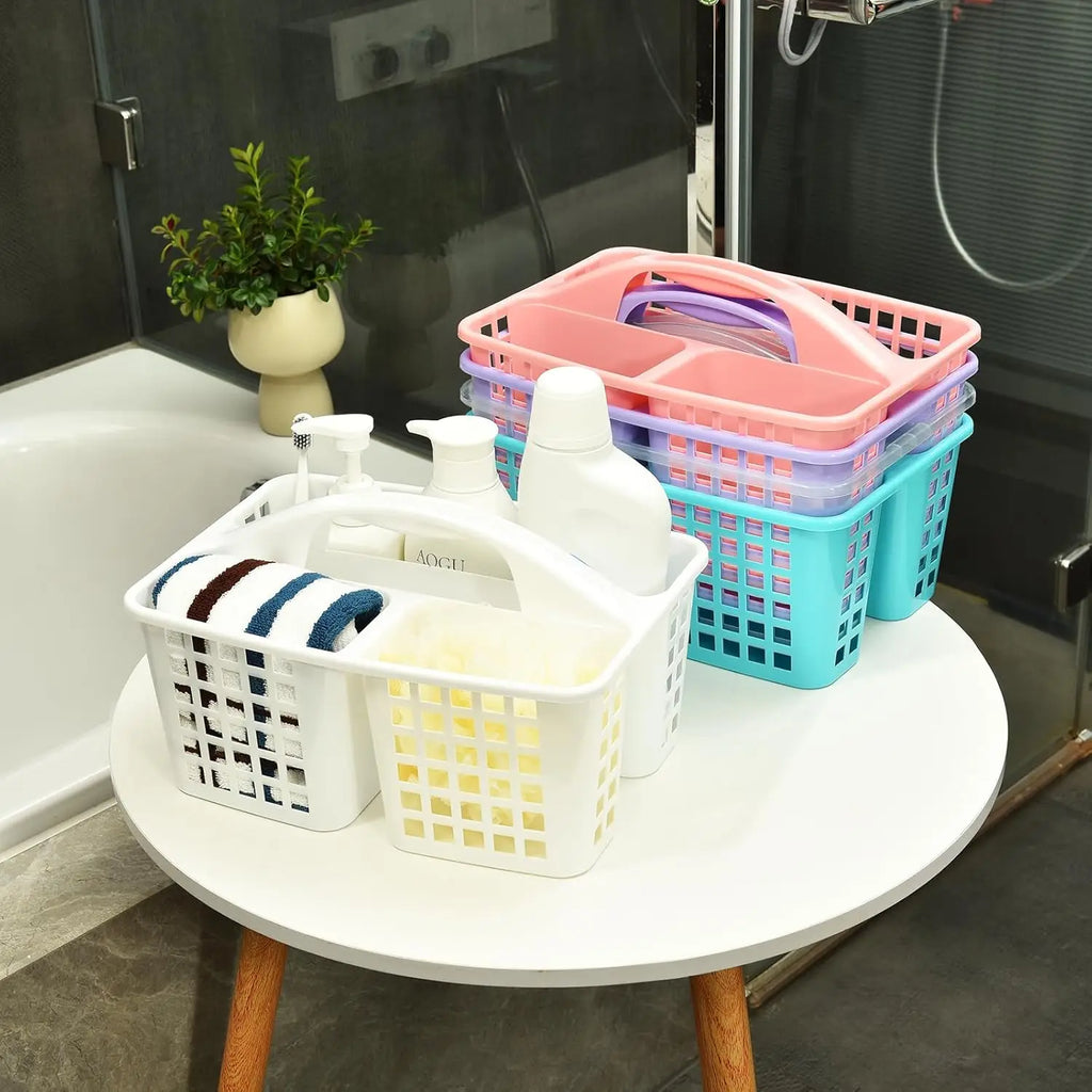 Divided Shower Caddy Basket with Handle – 3-Compartment Portable Storage Organizer for