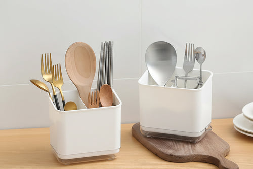 Double Layer Utensil Holder – Detachable Chopsticks & Cutlery Organizer with Drain