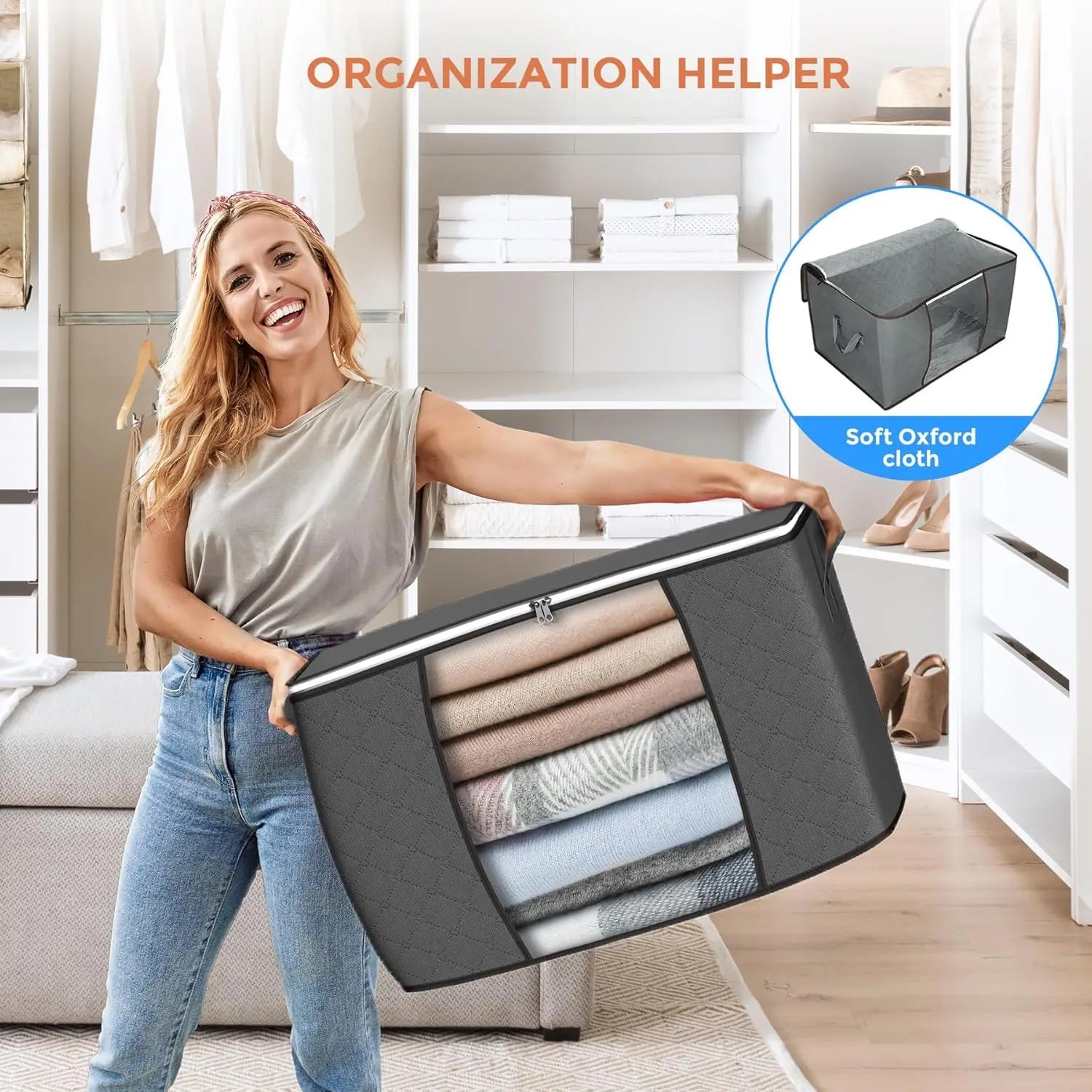 6 pack set- Large Storage Bags – 6 Pack Foldable Closet Organizers