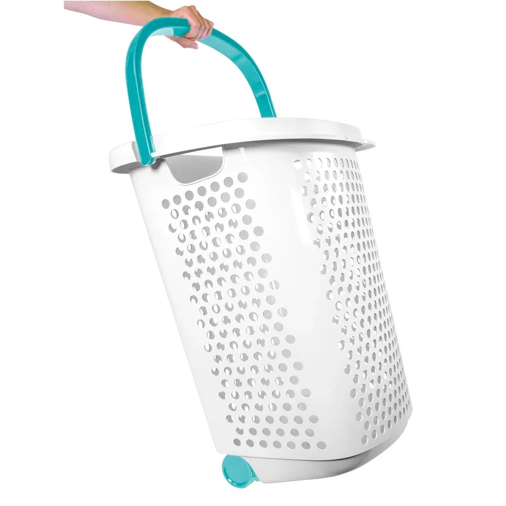 Rolling Laundry Hamper with Wheels – 2 Bushel Plastic Laundry Basket product
