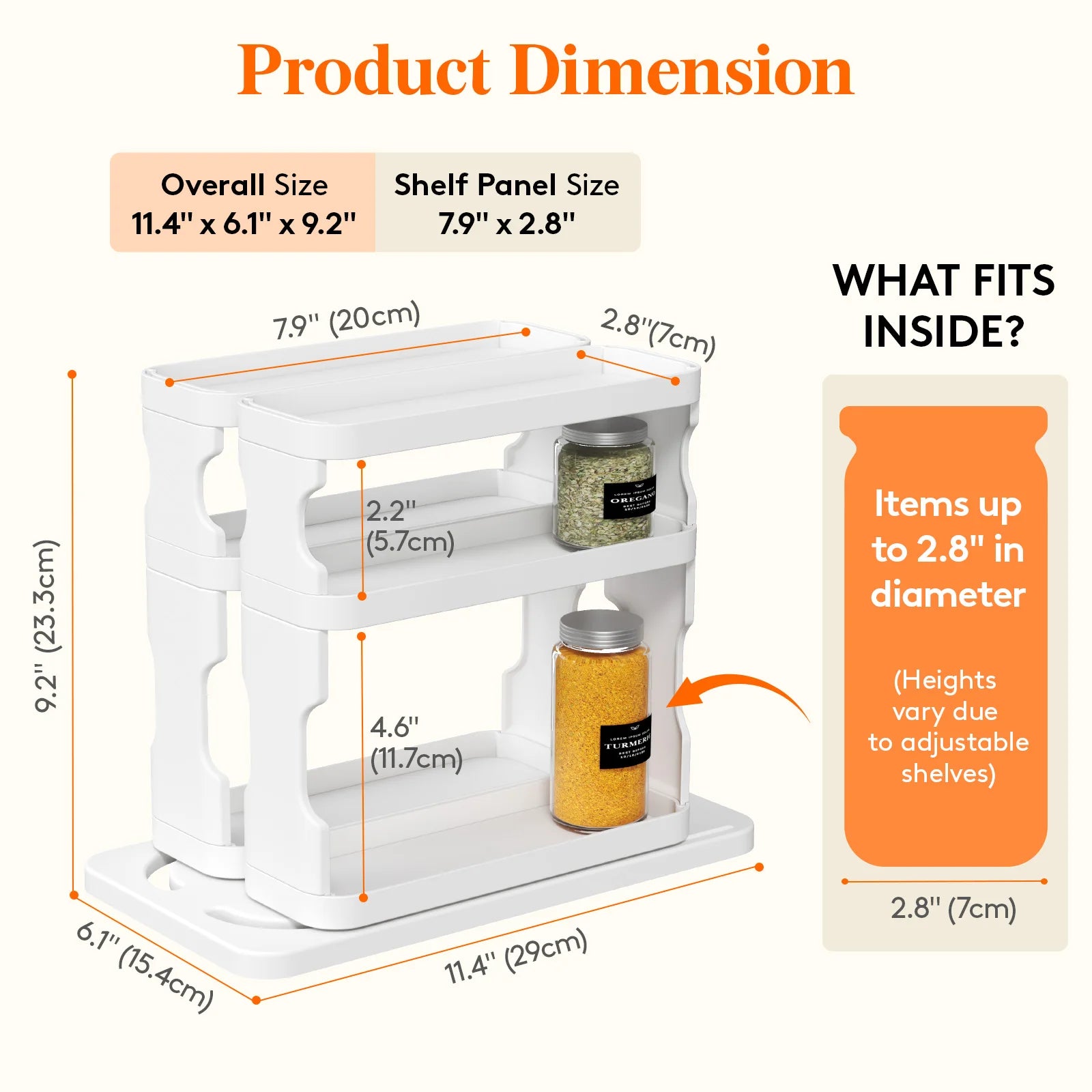 Pull-Out Rotating Spice Rack Organizer for Cabinet – Adjustable 3-Tier Kitchen Spice