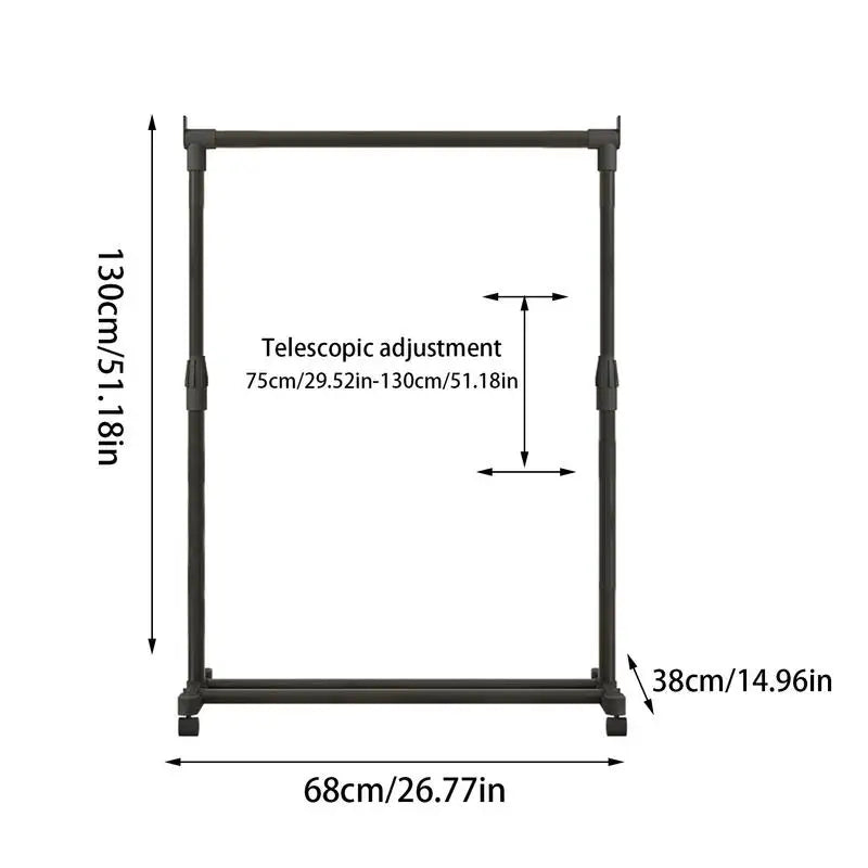 Standing Clothes Hanger Rack – Adjustable Rolling Garment Rack with Bottom Shelf