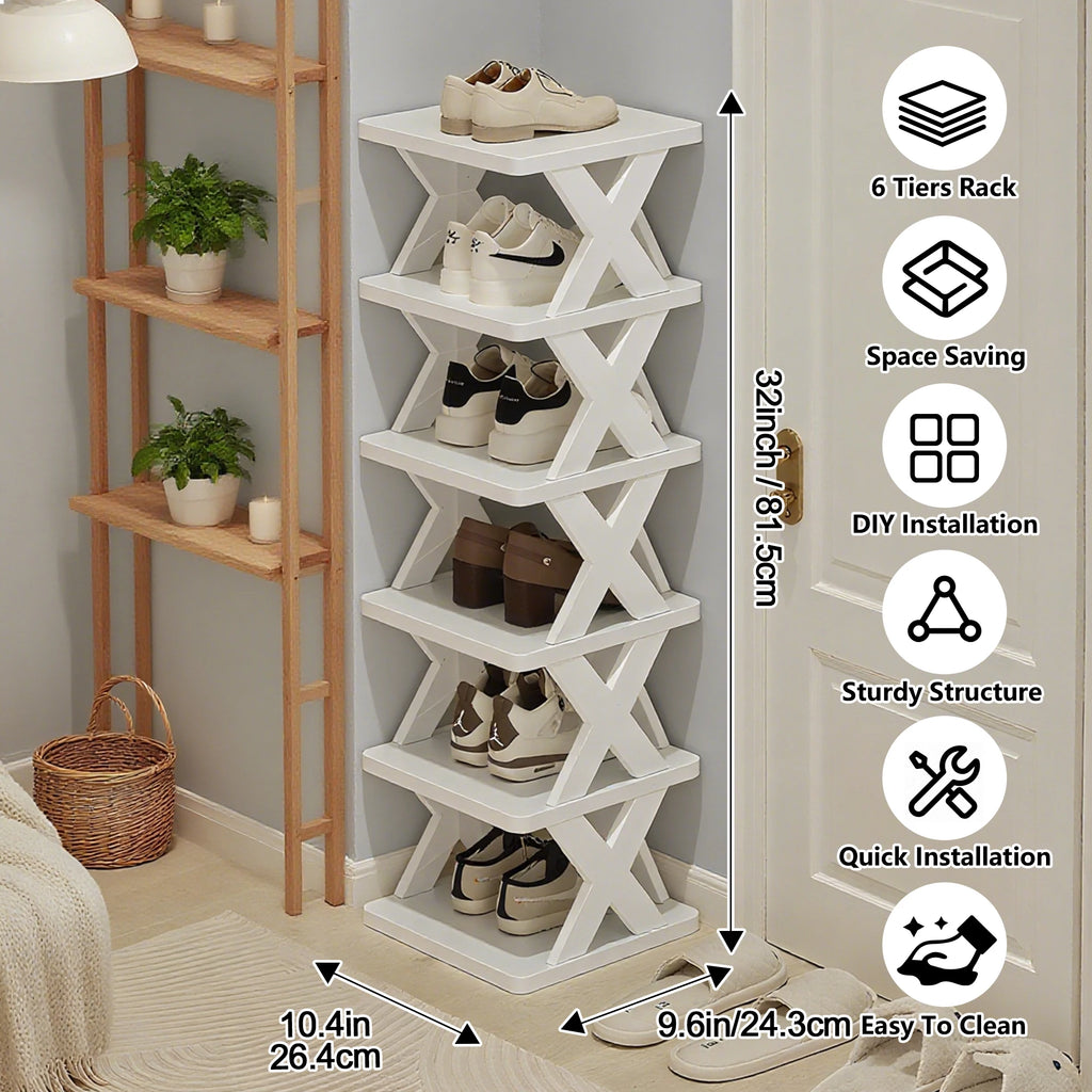 View of Tier Vertical Shoe Rack – Space-Saving Stackable Shoe Storage Organizer