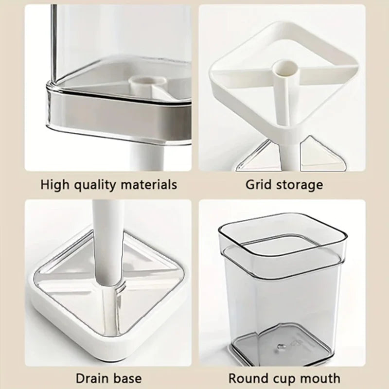 2-in-1 Family Toothbrush Holder with Cover – Bathroom Countertop Organizer