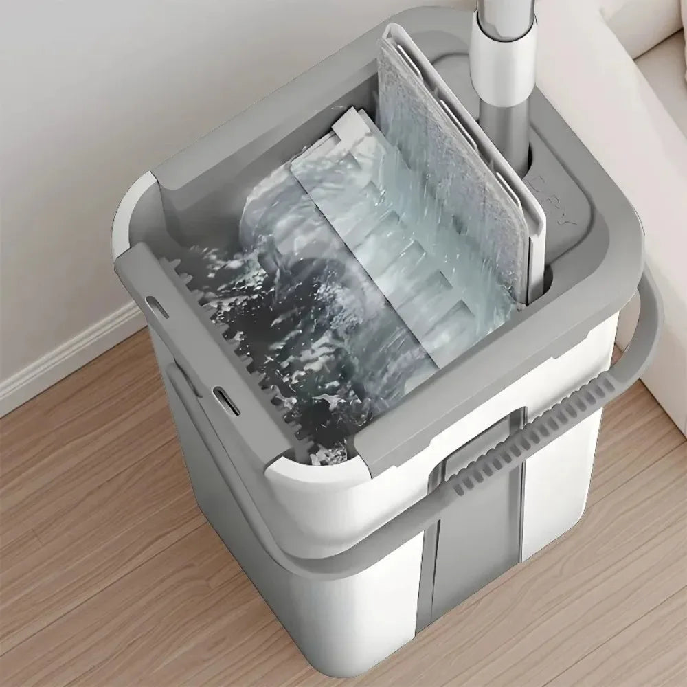 View of Hands-Free Spin Mop and Bucket Set – 360° Swivel Flat