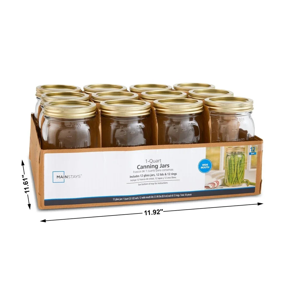 View of 32oz Wide Mouth Glass Canning Jars – Airtight Mason Jars