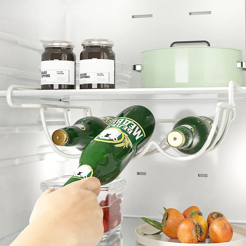Under-Shelf Refrigerator/Cabinet Bottle Organizer – Fridge Wine & Beer Bottle Storage Rack