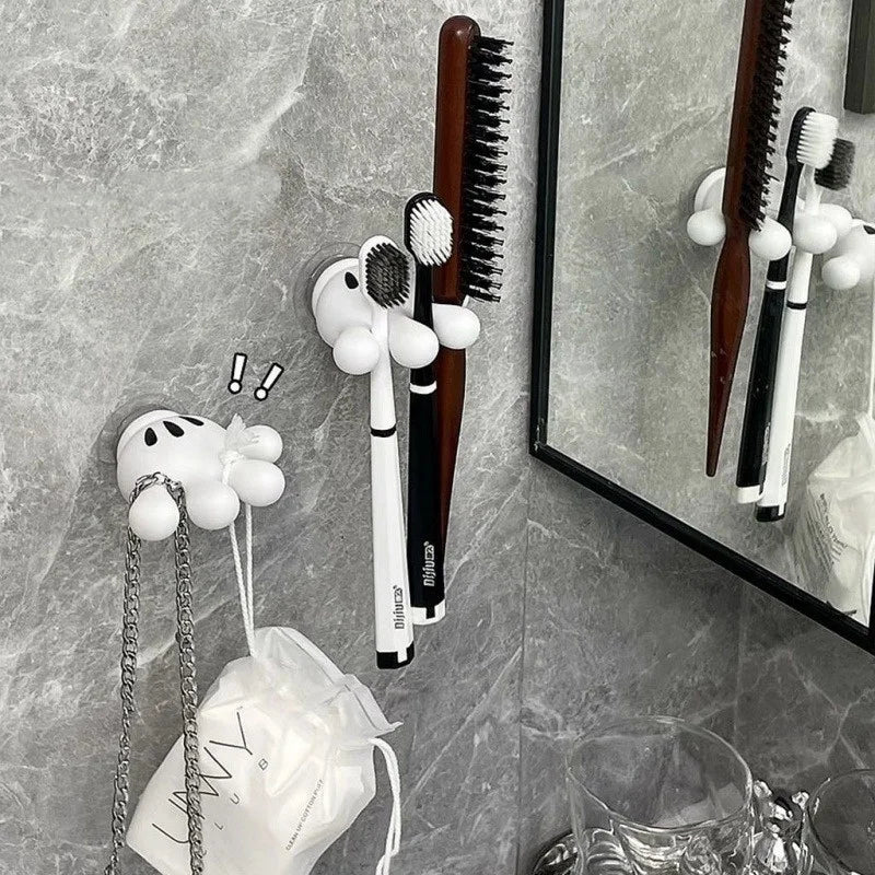 Adhesive Cute Wall Mounted Toothbrush Holder – Suction Cup Bathroom Organizer product